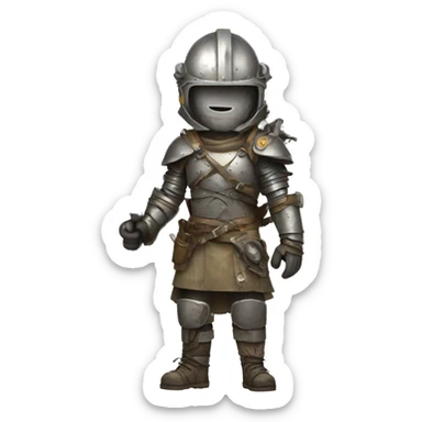post apocalyptic builder in armor made from road signs sticker