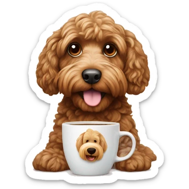 Cockapoo with a coffee sticker