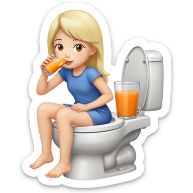 girl drinking juice on the toilet sticker