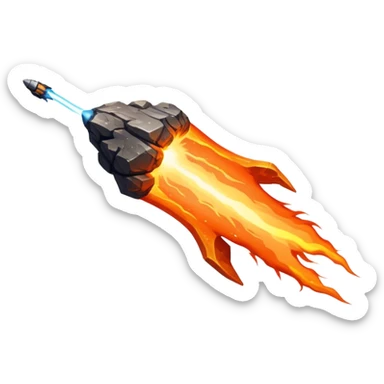  Cinematic Realistic Meteor – A fiery, blazing rock streaking through space, leaving behind a bright, dynamic trail of superheated plasma. Its rocky surface glows intensely as it hurtles toward an unknown destination. sticker