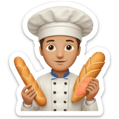 french chef with baguette sticker