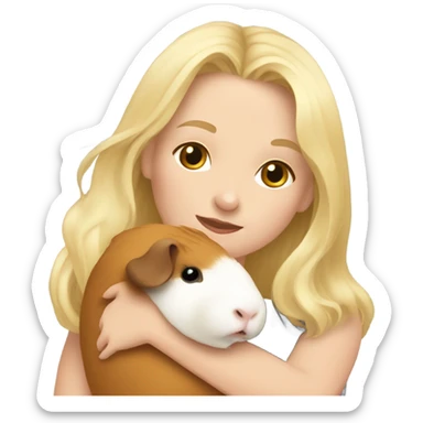 Blonde Woman hugging a guineapig sticker