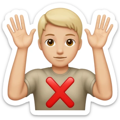 Please make an emoji where the wearer marks O or X with his arm. sticker