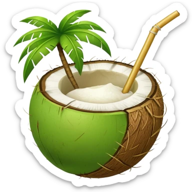 Green Coconut with straw sticker