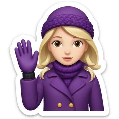 The girl is wearing a warm winter coat and a pair of woolen gloves. sticker