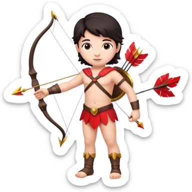 Full body Cupid with a bow and dark hair sticker