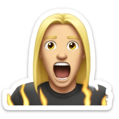 screaming on fire emoji blonde hair yellow skin one men sticker