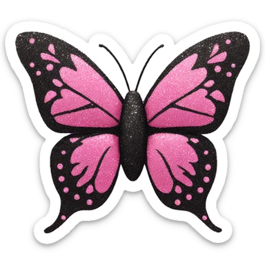 Pink and black glitter butterfly  sticker