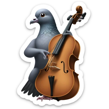 pigeon playing cello sticker