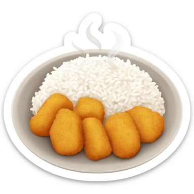 plate meal rice and nuggets hot sticker