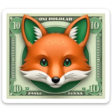 make 100 dollar bill with a small fox head outline in the middle sticker