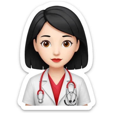 doctor with black hair and red hairclips  sticker