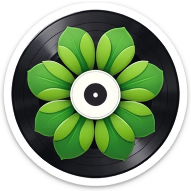 Vinyl record with a green flower pattern inside sticker