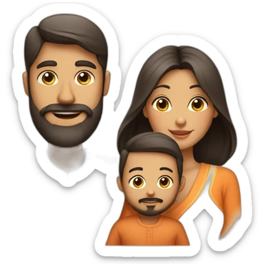 A family with Indian dad with beard and Chinese wife and light tanned baby sticker
