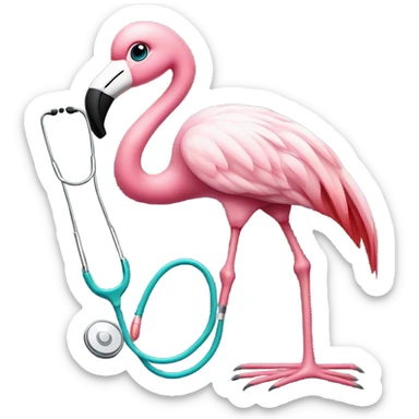 Flamingo wearing a stethoscope sticker