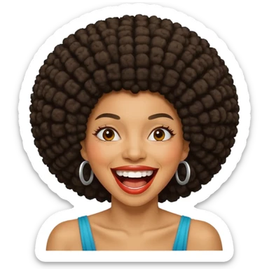 Black woman with an afro laughing hard sticker