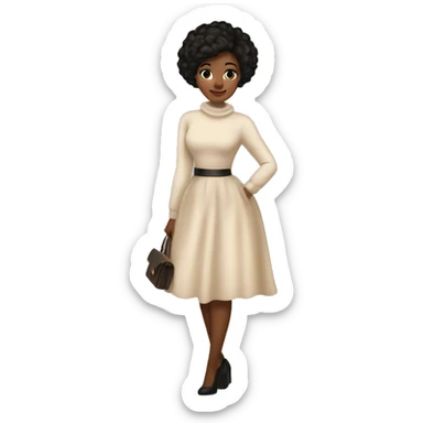elegance princess, beige chunky sweater dress, black heel shoes, shining dark brown stocking, short cut hair sticker