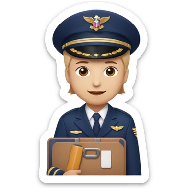 Slack-style emoji of a pilot wearing a navy captain hat holding a board with WIP on it sticker