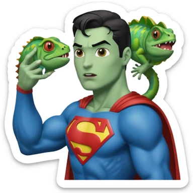 Superman punching the chameleon sticker