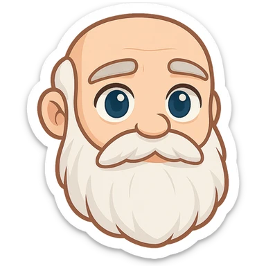 Convert the character face and beard into a YouTube chat emoji style with a transparent background, suitable for small emoji use, focusing on clear and simple facial features and beard only, no other background or elements. sticker