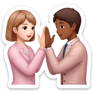 two friends reaching hands to each other surrounded by cherry blossoms sticker