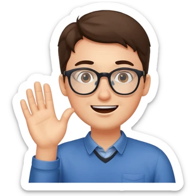 developer with glasses surprised and happy as someone pats their shoulder sticker