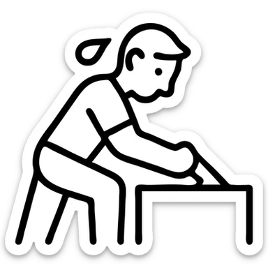 a man working hard with sweat on his face, minimal line art style sticker