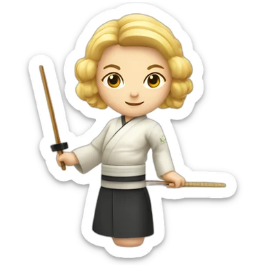 blonde sushi master with knife and chopsticks sticker