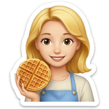 A happy girl with waffle in hand sticker