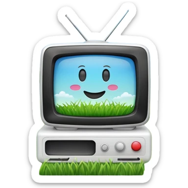 White tv with emoji landscape  sticker