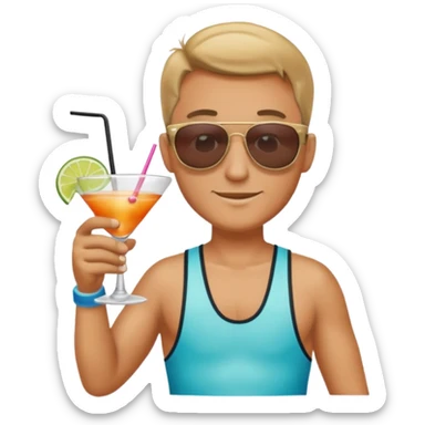 Male pool party with cocktails sticker