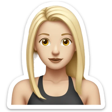 white woman with long blonde hair and cat shaped eyes wearing a yoga outfit  sticker