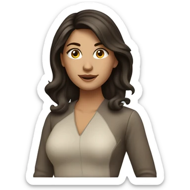 Pretty brunette woman on macbook sticker