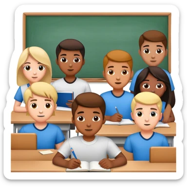 teenager male school class group sticker
