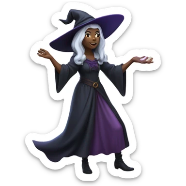 Fair skinned witch casting a spell sticker