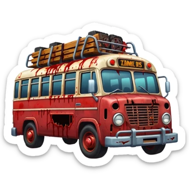 Zombie apocalypse bus..... in the style of your bleeding skull art. More blood and a zombies stuck to the grill that have been ran over. And chainsaws mounted to it to kill more zombies sticker