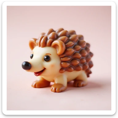 realistic candy shaped like a cute hedgehog, photorealistic style sticker