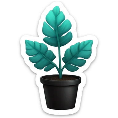 teal plant in black pot sticker