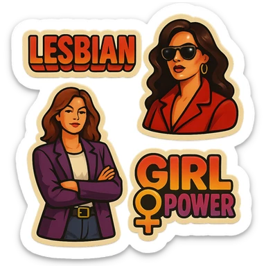 lesbian sticker pack - women who made it for women who love women - bossy dominative style, mood: bold sticker