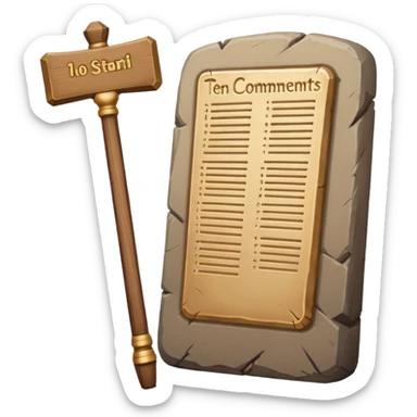 Ten commandments tablets and staff sticker