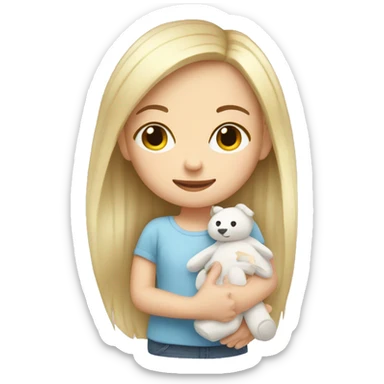 little white girl with baby plushy sticker