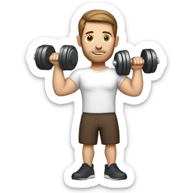 White Man with brown hair holding a Dumbell sticker