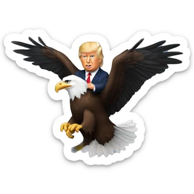Donald Trump riding a bald eagle  sticker