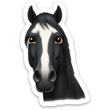 face of black horse with SMALL Star on forehead and has short mane lookin at front sticker