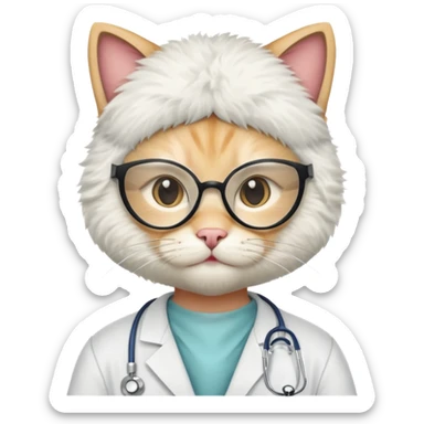 doctor cat, surgical mask sticker