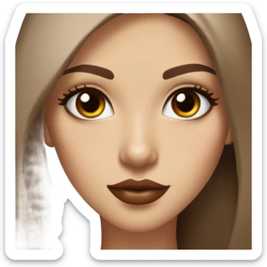 Albania girl, model face, sun kiss skin, long eye lashes, volume red lips,chocolate brown eyes, long brown beige straight hair,  sticker