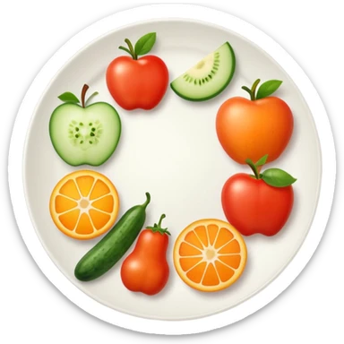 four sections of a plate with different fruits and vegetables sticker