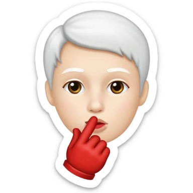 Solid White color Shh finger and hand emoji sticker