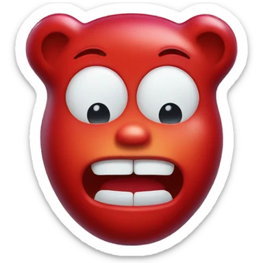 Single Red gummy bear facing forward with red gummy facial features sticker