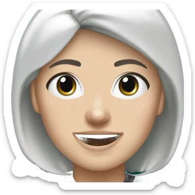 White female light skin blue green eyes short white hair wearing Philadelphia eagles shirt cheering sticker